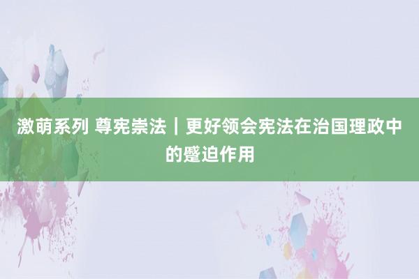 激萌系列 尊宪崇法｜更好领会宪法在治国理政中的蹙迫作用