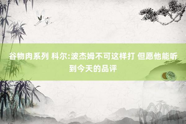 谷物肉系列 科尔:波杰姆不可这样打 但愿他能听到今天的品评