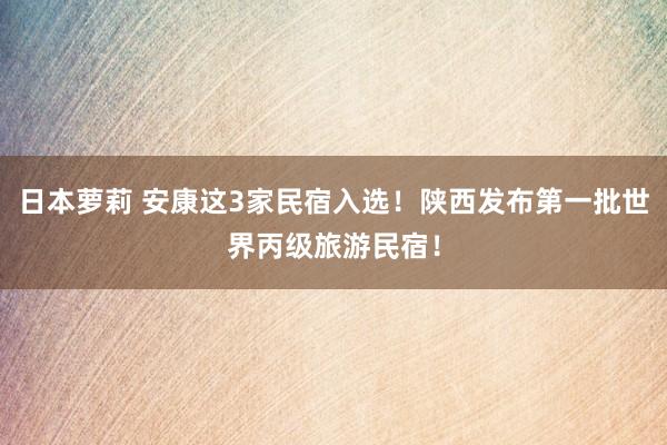 日本萝莉 安康这3家民宿入选！陕西发布第一批世界丙级旅游民宿！