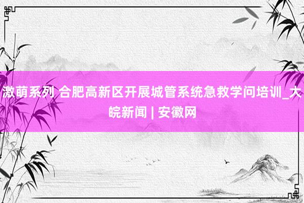 激萌系列 合肥高新区开展城管系统急救学问培训_大皖新闻 | 安徽网