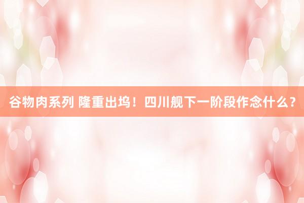 谷物肉系列 隆重出坞！四川舰下一阶段作念什么？