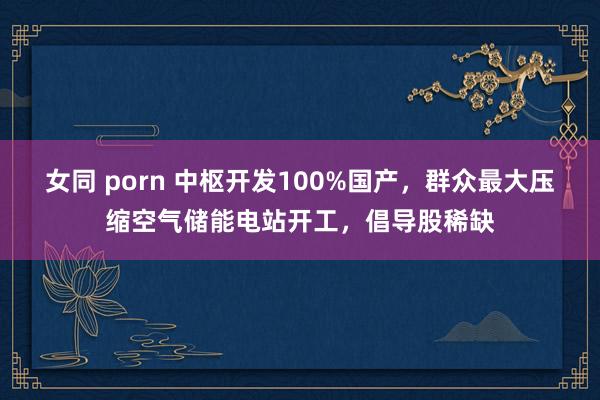女同 porn 中枢开发100%国产，群众最大压缩空气储能电站开工，倡导股稀缺