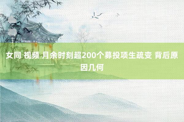 女同 视频 月余时刻超200个募投项生疏变 背后原因几何