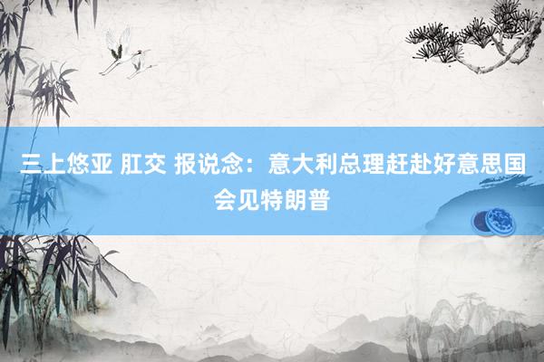 三上悠亚 肛交 报说念：意大利总理赶赴好意思国会见特朗普