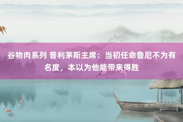 谷物肉系列 普利茅斯主席：当初任命鲁尼不为有名度，本以为他能带来得胜