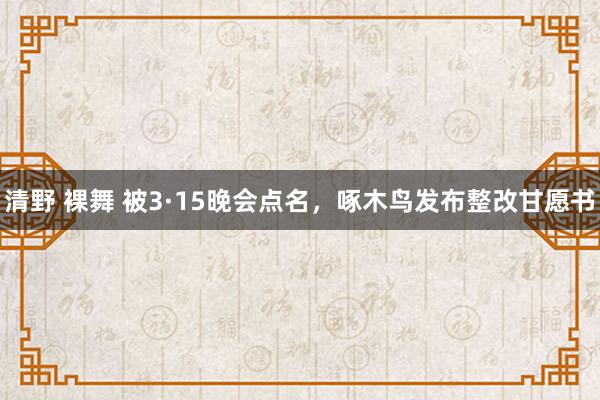 清野 裸舞 被3·15晚会点名，啄木鸟发布整改甘愿书