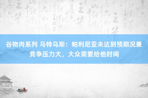 谷物肉系列 马特乌斯：帕利尼亚未达到预期况兼竞争压力大，大众需要给他时间