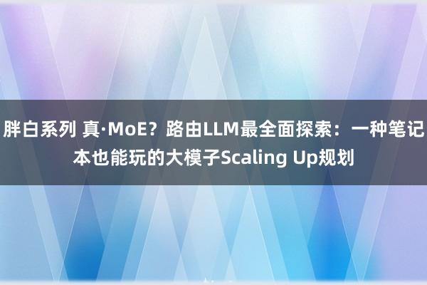 胖白系列 真·MoE？路由LLM最全面探索：一种笔记本也能玩的大模子Scaling Up规划