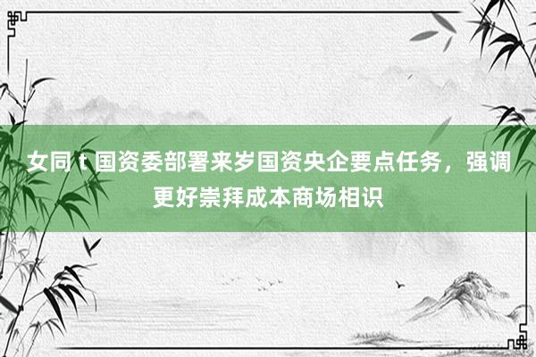 女同 t 国资委部署来岁国资央企要点任务，强调更好崇拜成本商场相识