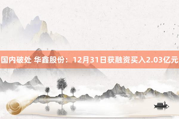 国内破处 华鑫股份：12月31日获融资买入2.03亿元