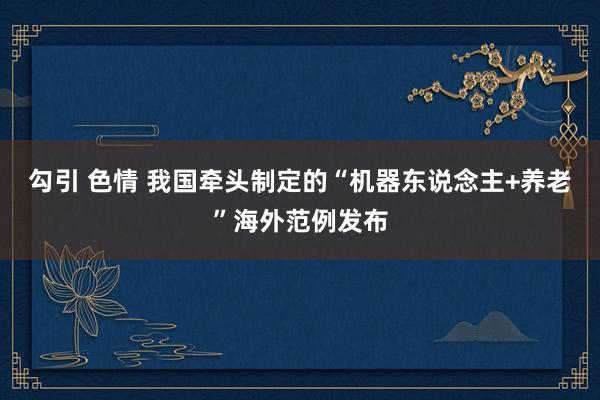 勾引 色情 我国牵头制定的“机器东说念主+养老”海外范例发布