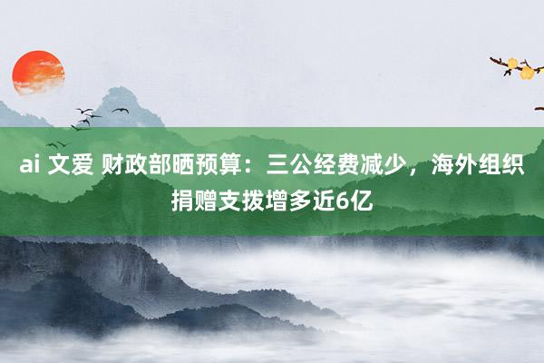 ai 文爱 财政部晒预算：三公经费减少，海外组织捐赠支拨增多近6亿