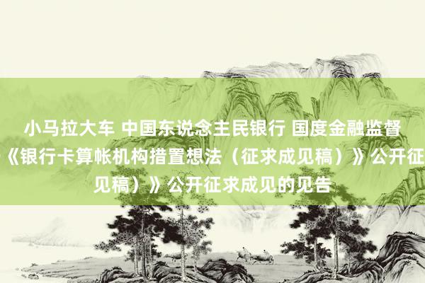 小马拉大车 中国东说念主民银行 国度金融监督措置总局对于《银行卡算帐机构措置想法（征求成见稿）》公开征求成见的见告