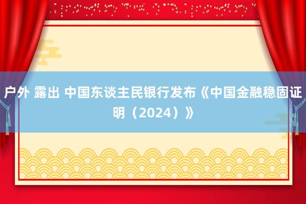 户外 露出 中国东谈主民银行发布《中国金融稳固证明（2024）》