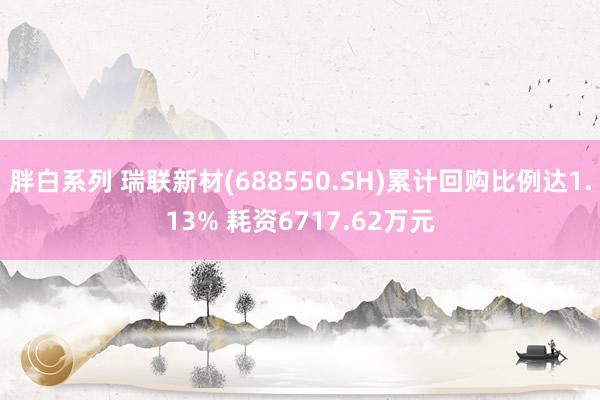 胖白系列 瑞联新材(688550.SH)累计回购比例达1.13% 耗资6717.62万元