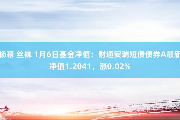 杨幂 丝袜 1月6日基金净值：财通安瑞短债债券A最新净值1.2041，涨0.02%