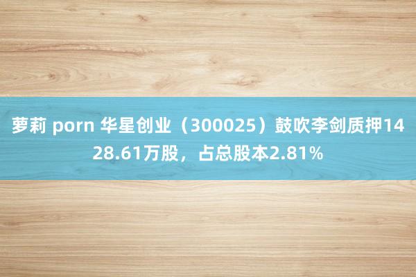 萝莉 porn 华星创业（300025）鼓吹李剑质押1428.61万股，占总股本2.81%