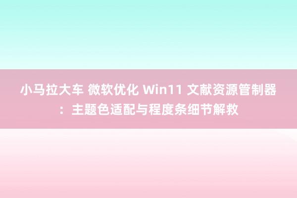 小马拉大车 微软优化 Win11 文献资源管制器：主题色适配与程度条细节解救