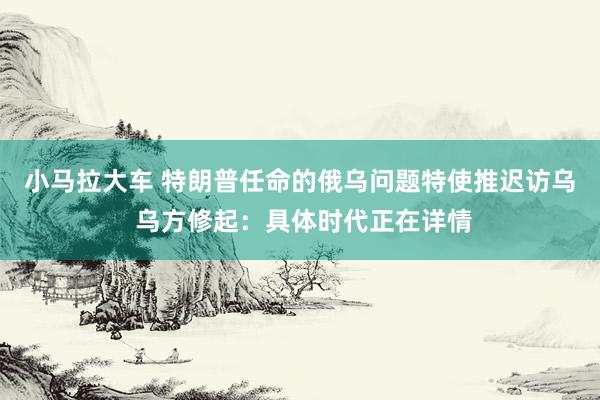 小马拉大车 特朗普任命的俄乌问题特使推迟访乌 乌方修起：具体时代正在详情