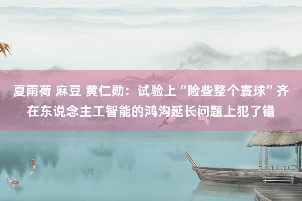 夏雨荷 麻豆 黄仁勋：试验上“险些整个寰球”齐在东说念主工智能的鸿沟延长问题上犯了错