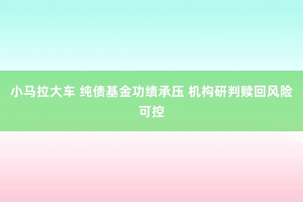 小马拉大车 纯债基金功绩承压 机构研判赎回风险可控