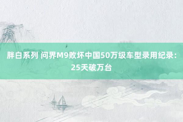 胖白系列 问界M9败坏中国50万级车型录用纪录：25天破万台