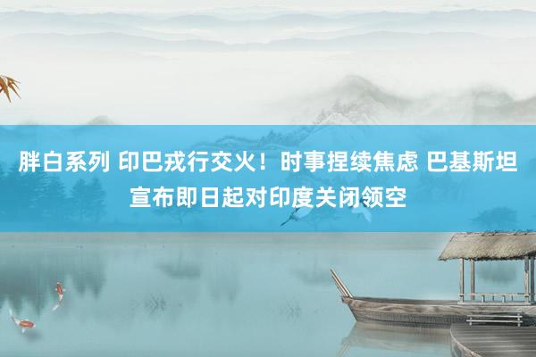 胖白系列 印巴戎行交火！时事捏续焦虑 巴基斯坦宣布即日起对印度关闭领空